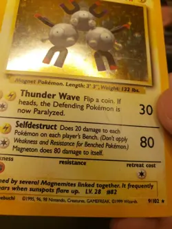 Pokemon TCG Magneton Base Set Holo Rare Card 9/102 WOTC MP - Image 3