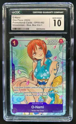 2025 One Piece O-Nami Promotional Cards Uncommon Volume 1 #OP05-062 CGC 10 Gem - Image 1