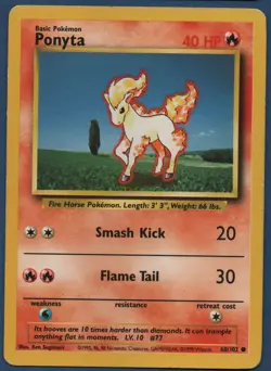 Pokemon Card - Ponyta - 60/102 Base Set Unlimited - Read Below - Image 1