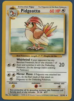 Pokemon Card - Pidgeotto - 22/102 Base Set Unlimited - Read Below - Image 1