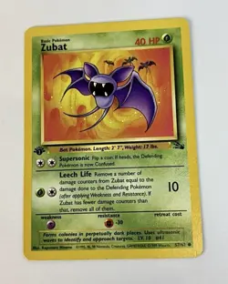 Zubat 57/62 Pokemon TCG Fossil 1st Edition Common NM/MINT 1999 WOTC VINTAGE CARD - Image 1