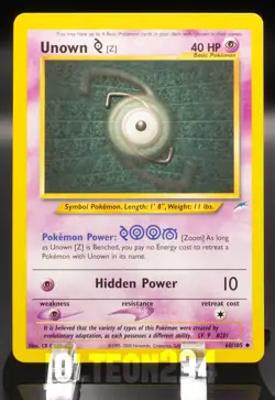 Pokemon TCG Card - Unown [Z] 60/105 Neo Destiny Uncommon Vintage - Image 1