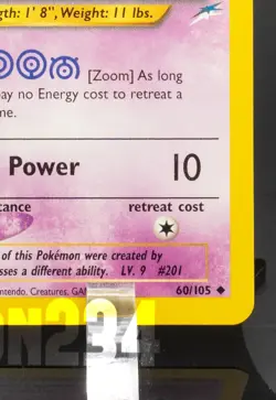 Pokemon TCG Card - Unown [Z] 60/105 Neo Destiny Uncommon Vintage - Image 5