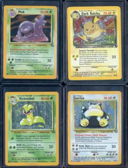Lot of (4) Assorted Pokemon Cards w/ Victreebel Muk Snorlax Raichu All Holo's - Image 1
