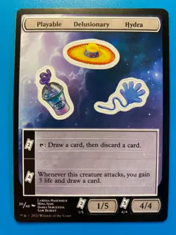 MTG 1x Playable Delusionary Hydra 30 Unfinity Stickers Magic the Gathering x1 NM - Image 1
