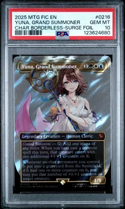 4680 Yuna Grand Summoner 2025 MTG Final Fantasy FIC #216 Surge Foil PSA 10 - Image 1