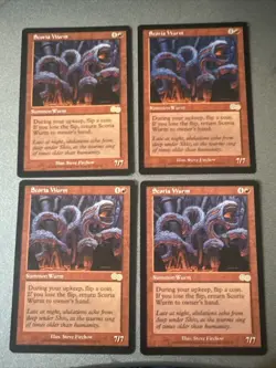 Scoria Wurm X4 Urza’s Saga Ex Condition See Pics Front Back - Image 1