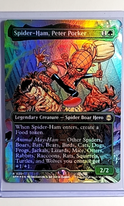 MTG Magic The Gathering Spider Man Borderless Foil #201 Spider Ham Peter Porker - Image 1