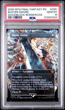 3320 Buster Sword 2025 Magic: The Gathering Final Fantasy #0351 Woodblock PSA 10 - Image 1