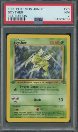 1999 Pokemon Jungle 1st Edition #26/64 Scyther PSA 7 NM - Image 1
