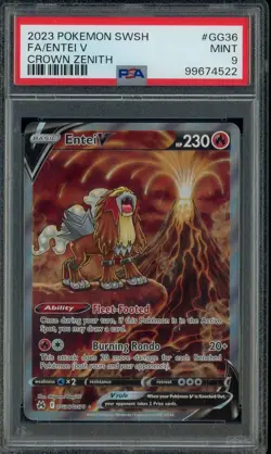 2023 Pokemon Sword & Shield Crown Zenith Entei V GG36 PSA 9 MINT - Image 1
