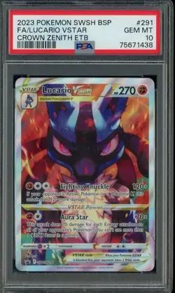 2023 Pokemon Sword & Shield BSP Crown Zenith ETB #291 Lucario Vstar FA PSA 10 - Image 1