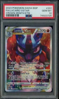 2023 Pokemon Sword & Shield BSP Crown Zenith ETB #291 Lucario Vstar FA PSA 10 - Image 1