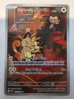Pokemon TCG Destined Rivals Team Rockets Meowth Card 203/182 Mint Condition - Image 1