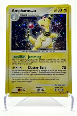 2007 Pokemon Diamond Pearl Secret Wonders Ampharos Lv52 Holo bleed 1/132 Swirl - Image 1