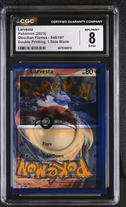 Pokemon TCG - Larvesta 040/197 OBF - CGC 8 Error - Double Printing 1 Side Blank - Image 2