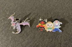 Pokemon Mega Aerodactyl Kitten Rowlet Enamel Pin Set (Lot of 2) Official TCG - Image 1