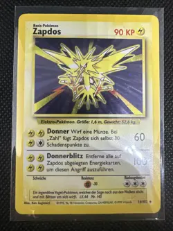 Pokemon TCG Zapdos 16/102 Base Set Holo Rare LP-/MP - Image 1