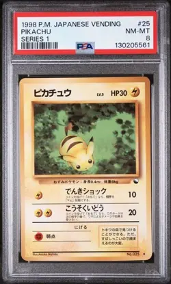1998 Pokemon Japanese PIKACHU #25 Vending Series 1 GRADED NM MINT - PSA 8 - Image 1