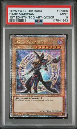 2025 YU-GI-OH! RA04-EN106 DARK MAGICIAN 8TH ARTWORK QCR SECRET PSA 9 - Image 1