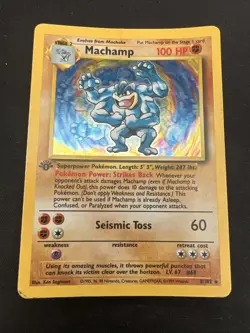 1999 Base Set Vintage Pokemon 2 Card Lot: Holo 1st Edition Machamp & Chansey - Image 4
