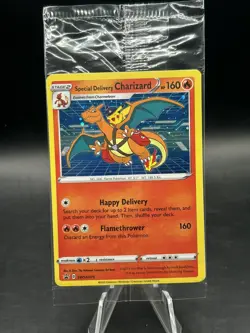 Pokemon Center Exclusive Special Delivery Charizard Sealed Promo Card SWSH075 - Image 1