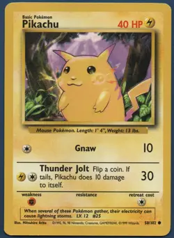 Pokemon Card - Pikachu - 58/102 Base Set Unlimited - Read Below - Image 1