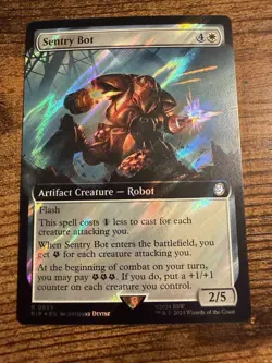 MTG Magic The Gathering Sentry Bot Extended Art SURGE FOIL Rare Find! - Image 1
