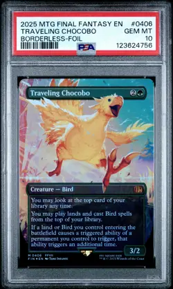 4756 Traveling Chocobo 2025 Magic: The Gathering Final Fantasy #0406 Foil PSA 10 - Image 1