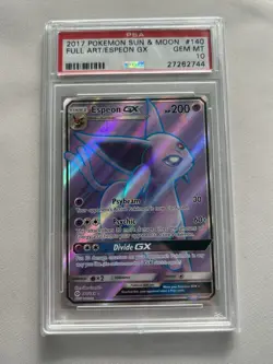 2017 Pokemon Sun & Moon Full Art Espeon GX #140 PSA 10 Gem Mint - Image 1