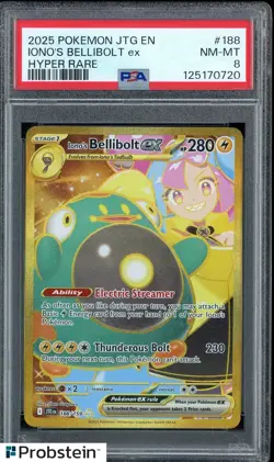 2025 Pokemon JTG EN Journey Together #188 Iono's Bellibolt Ex PSA 8 NM-MT - Image 1