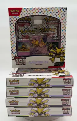 Lot of (5) Pokemon TCG Scarlet & Violet 151 Alakazam ex Collection Boxes SEALED - Image 1