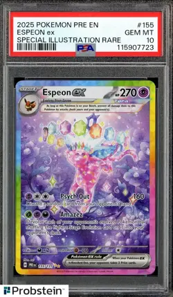 2025 Pokemon SV Prismatic Evolutions Special Illustration Rare Espeon EX PSA 10 - Image 1