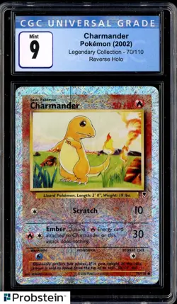 2002 Pokemon Legendary Collection #70/110 Charmander Reverse Holo CGC 9 MINT - Image 1