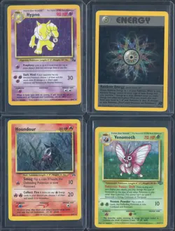Lot of (4) Assorted Pokemon Cards w/ Rainbow Energy Hypno Houndour Yenomoth - Image 1