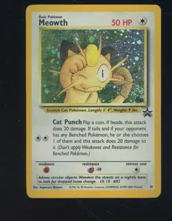 2000 Pokemon Black Star Promo WOTC #10 Meowth Holo - Image 1
