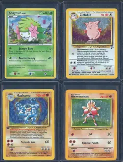 Lot of (4) Assorted Pokemon Cards w/ Hitmonchan Machamp 1st Edition All Holo's - Image 1