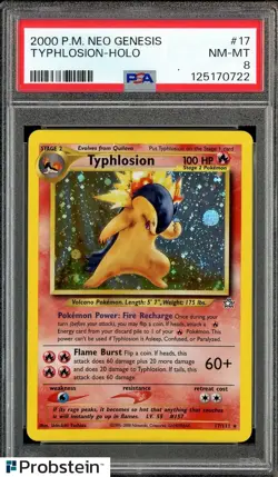 2000 Pokemon Neo Genesis #17 Typhlosion Holo PSA 8 NM-MT - Image 1