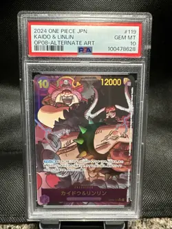 PSA 10 Kaido & Linlin (Alt Art) OP08-119 SEC ONE PIECE Card Game 2024 #SRS - Image 1