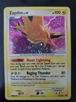 Zapdos 14/100 Holo Bleed Swirl Rare Pokemon TCG DP Majestic Dawn Card LP - Image 1