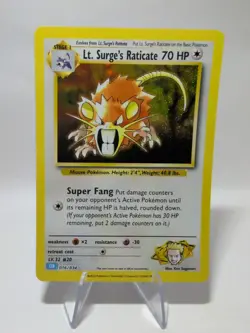 Lt. Surge's Raticate 016/034 Trading Card Game Classic Holo - Image 1