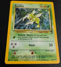 Pokemon Scyther Base Set 2 Holo Rare (Big Swirl) Unlimited Card NM Condition - Image 2
