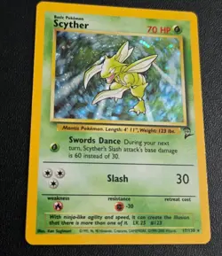 Pokemon Scyther Base Set 2 Holo Rare (Big Swirl) Unlimited Card NM Condition - Image 3