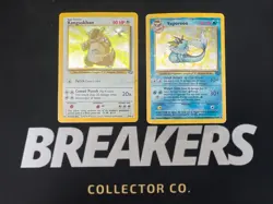 1999 Jungle Vintage Pokemon 2 Card Lot: Holo Vaporeon 12/64 & Kangaskhan 5/64 - Image 1
