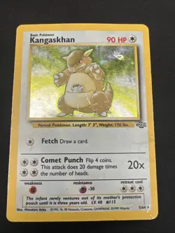 1999 Jungle Vintage Pokemon 2 Card Lot: Holo Vaporeon 12/64 & Kangaskhan 5/64 - Image 2