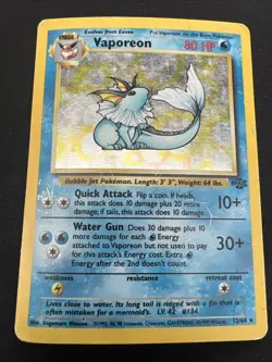 1999 Jungle Vintage Pokemon 2 Card Lot: Holo Vaporeon 12/64 & Kangaskhan 5/64 - Image 4