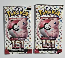 2× Pokemon Scarlet & Violet 151 Booster Packs Sealed Mew Art - 10 Cards Each - Image 1