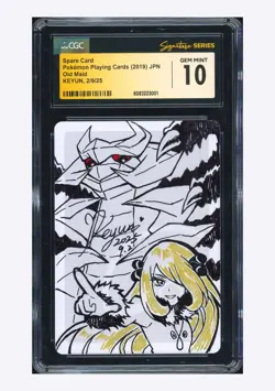 Pokemon CGC 10 AUTO AUTH Spare Card Cynthia & Giratina KEYUN 2019 Old Maid JPN - Image 1