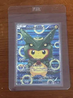 Pikachu wearing a poncho Rayquaza Promo Card 230/XY-P 2016 Pokemon Japanese - Image 1
