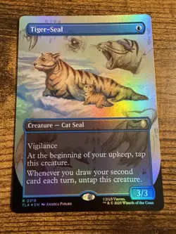 MTG Magic The Gathering Avatar Tiger Seal Showcase Borderless FOIL! - Image 1